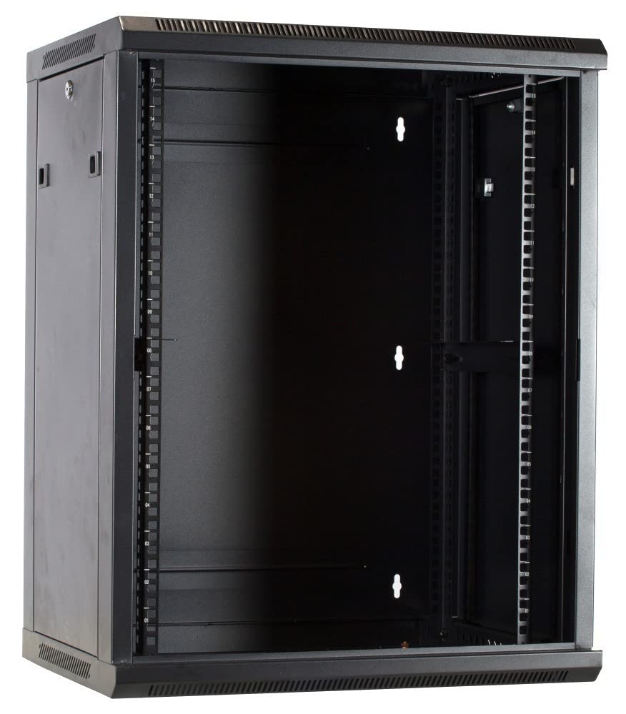 Baie Murale 15U Non assemblée avec Porte en Verre 600x450x770mm - Noir