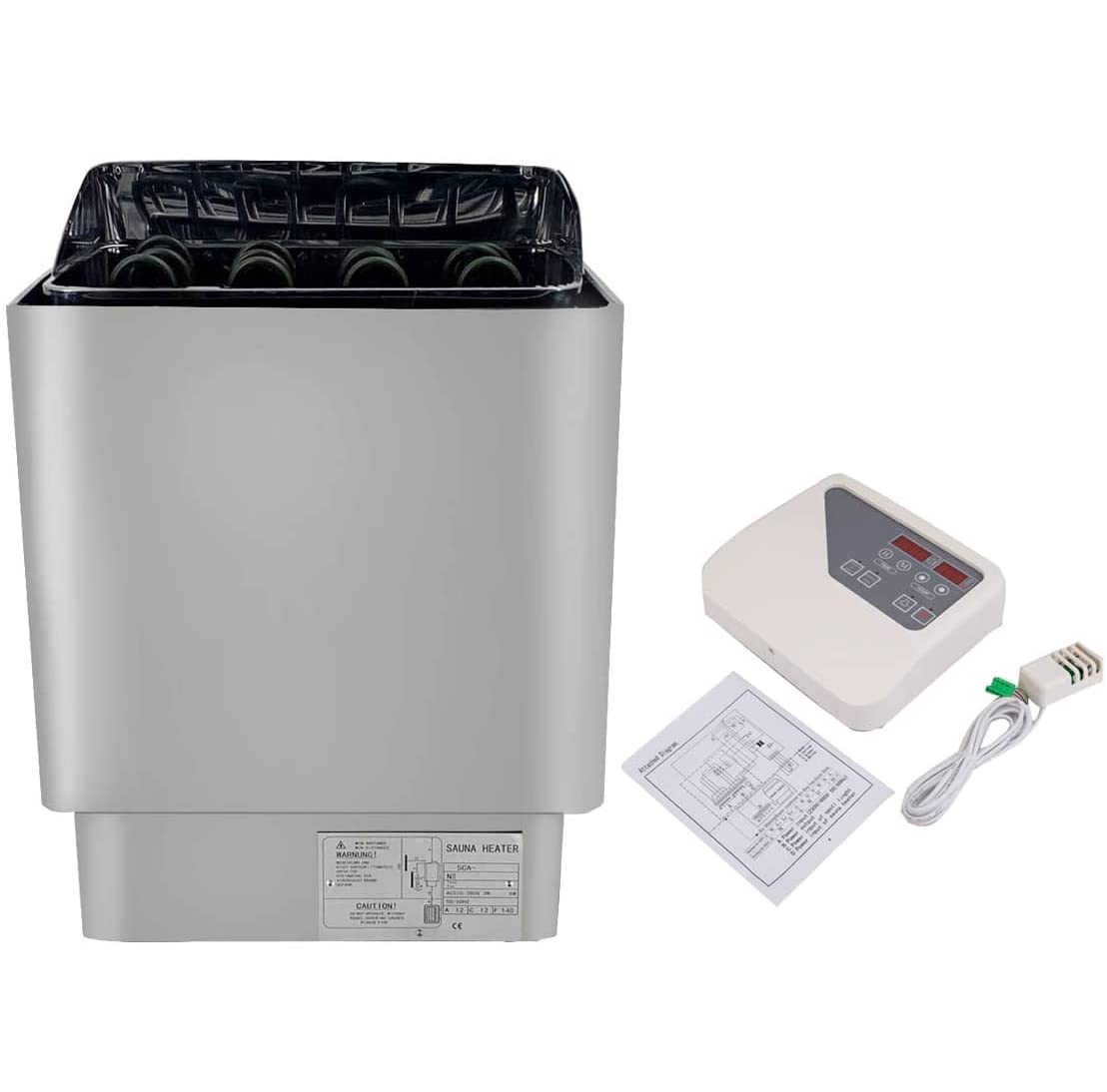 Stufa Sauna Elettrica Per Casa, Forno Sauna A Secco Con Termostato Esterno, 3-9 KW, Acciaio Inox, Per Cabine 2-13 M³, Con Display LCD - Foto 5