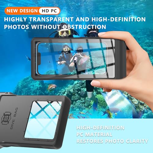 GOLDJU Waterproof Phone Case, Underwater Diving Phone Case for Snorkeling,IPX8 Waterproof Phone Pouch with Lanyard for Apple iPhone,Samsung,and up to 7.0",Beach Cruise Ship Travel Essentials - Black by GOLDJU - Image 4