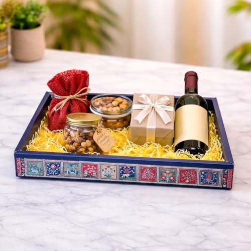Image of SATYAM KRAFT 12 Pcs Multipurpose Folding Cardboard Gift Box | Premium Paper Hamper Empty DIY Tray for Wedding, Birthday, Gifting, Gift Packaging, Festive Foldable Hampers, Stylish Return Gifts (Dark blue)
