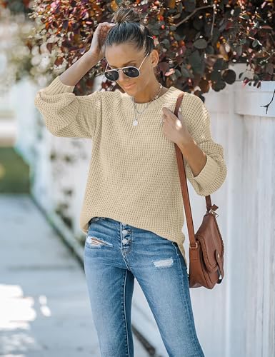 Image of MEROKEETY Women's Fall Long Sleeve Waffle Knit Oversized Sweater