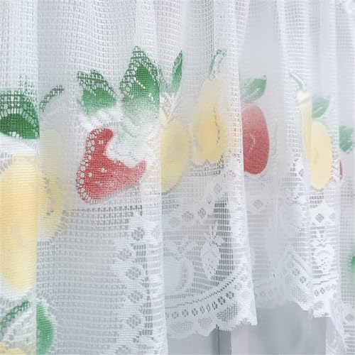 Cortinas de café de encaje blanco con borde festoneado elegante para cocina 8