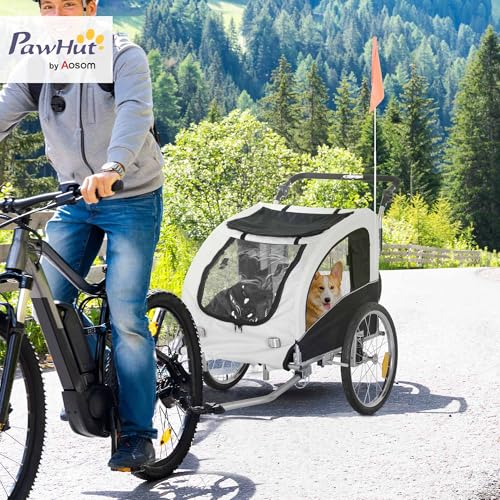 PawHut 2 in 1 Hundeanhänger Jogger Fahrradanhänger Hunde Hunde-Fahrradanhänger Weiß+Schwarz 155 x 83 x 108 cm