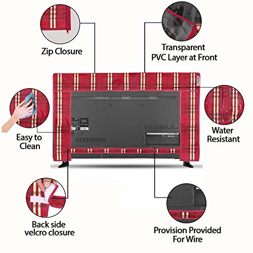 Image of Transparent LCD /LED T.V Protector Cover with Zipper Enclosure for 26 Inch Suitable for All Major Brand & Model (Color-Red, Size-25.5.3x17 Inches)