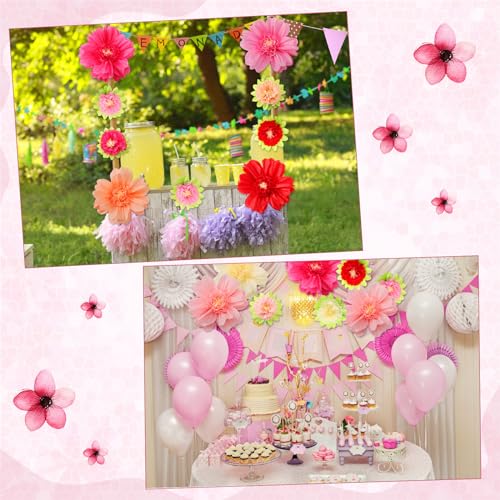 Image of TaoBary Large Colorful Tissue Paper Flowers Giant Fiesta Paper Pom Poms Classroom Wall Decor Mexican Birthday Party Decorations Wedding Backdrop(20 inch and 10 inch,Pink, Beige, Light Orange,36 Pcs)