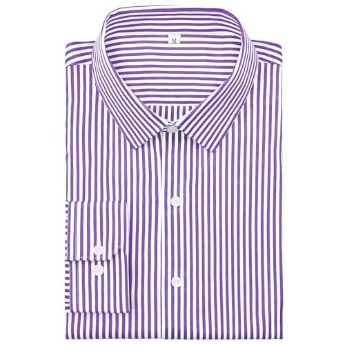 Grade 4 Wrinkle-Resistant Long Sleeve Striped Button-Down Shirt for Men Mens Dress Shirts X-Small 00115-black