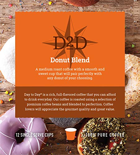 Image of Day To Day Donut Blend Medium Roast Single Serve Coffee Pods, 12-Count Box (Pack of 6) for K-Cup Keurig Brewers