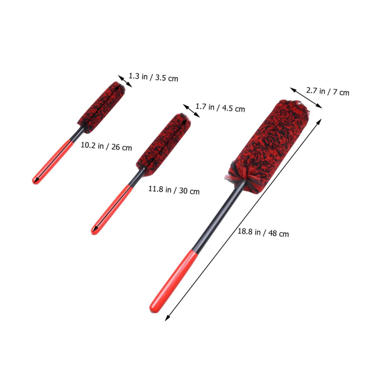 SHERCHPRY Set 3 Pezzi Spazzole per Pulizia Pneumatici Auto Manico Ergonomico in Fibra e Pom, Strumento Facile da Conservare per Cura e Detersione Ruote