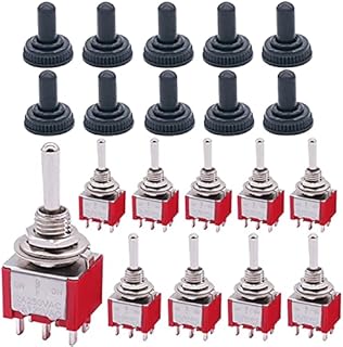 mxuteuk 10Pcs Mini Toggle Switch DPDT 2 Position 6 Pins ON-ON AC 125V 5A with Waterproof Cap MTS-202-10MZ