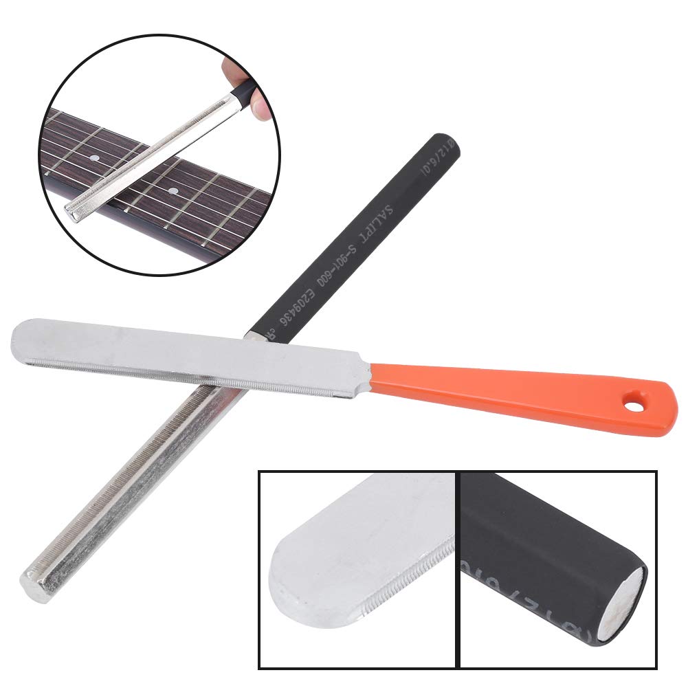 Fichier de pansement de frettes de guitare 2 pièces outils de réparation de frettes en acier inoxydable avec poignée en caoutchouc pour instruments à cordes ukulélé