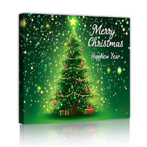 Toile de rêve vert art mural arbre de Noël décoration 45x45cm