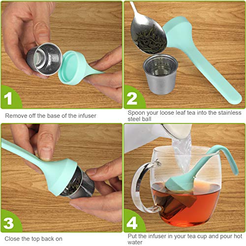 Infusor de té de malla extrafina y acero inoxidable con mango de silicona 6