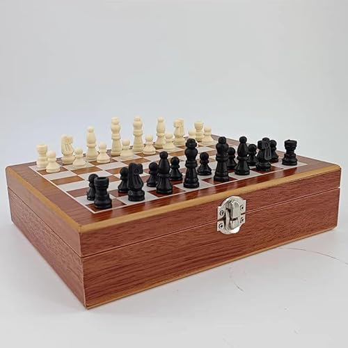 Kit Jogos de mesa de Xadrez e Baralho de Luxo em Caixa de Madeira, Peças de Xadrez em Madeira, Tabul