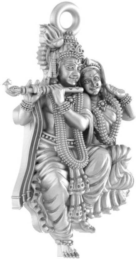 Pendentif Radha Krishna en argent sterling de pureté 92,5% supérieure