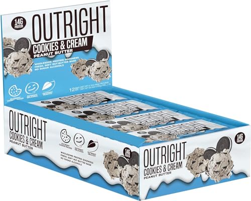 Outright Bars – Cookies & Cream Peanut Butter – Whole Food Protein Bar – No Sugar Alcohols – MTS Nutrition (12 Count)