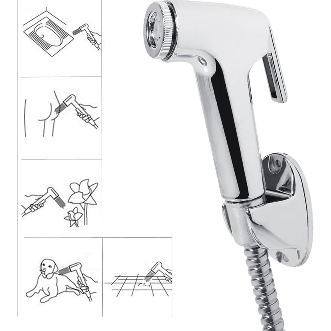 Imaashi Plastic Toilet Hand Shower Health Faucet Jet Set - All-inclusive with 1 Meter Shower Hose, Wall Mount & Fittings 2