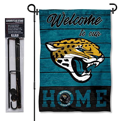 Jaguars Welcome to Our Home Garden Flag and Flagpole Mount