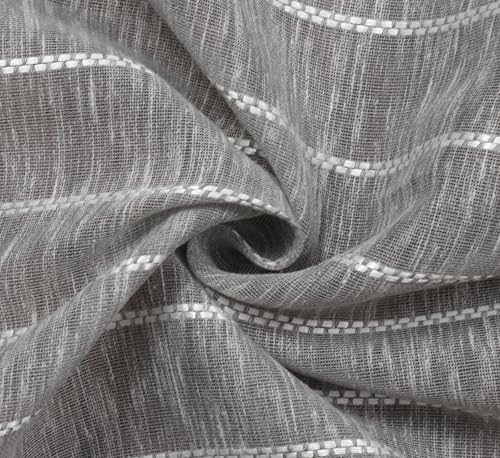 Image of Exporthub Sheer Linen Cotton Curtains for Door 7 Feet Set of 2, Grey - Light Filtering Breathable Fabric Drapes for Living Room & Bedroom (EHSPR055 74)