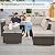 4 Piece Patio Furniture Set, All Weather Outdoor Rattan Wicker, Patio Sectional with Waterproof Cushions and Tempered Glass Coffee Table, outdoor furniture for Balcony, Backyard, Garden, Beige