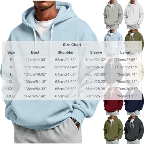 Winter Hoodie for Men Quarter Zip Long Sleeve Fleece Sweatshirt with Pocket - image 4