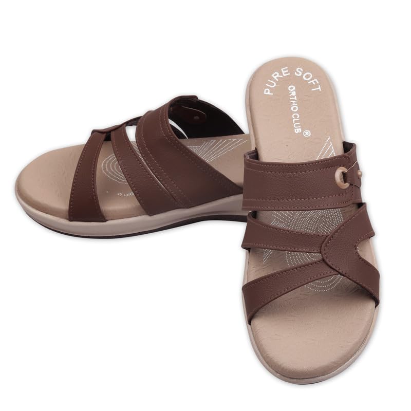 Image of ORTHO CLUB Women Orthopedic Comfort Slippers | Soft Cushioned Footbed | Anti-Slip Sole | Lightweight Daily Wear Sandals for Home & Outdoor Use