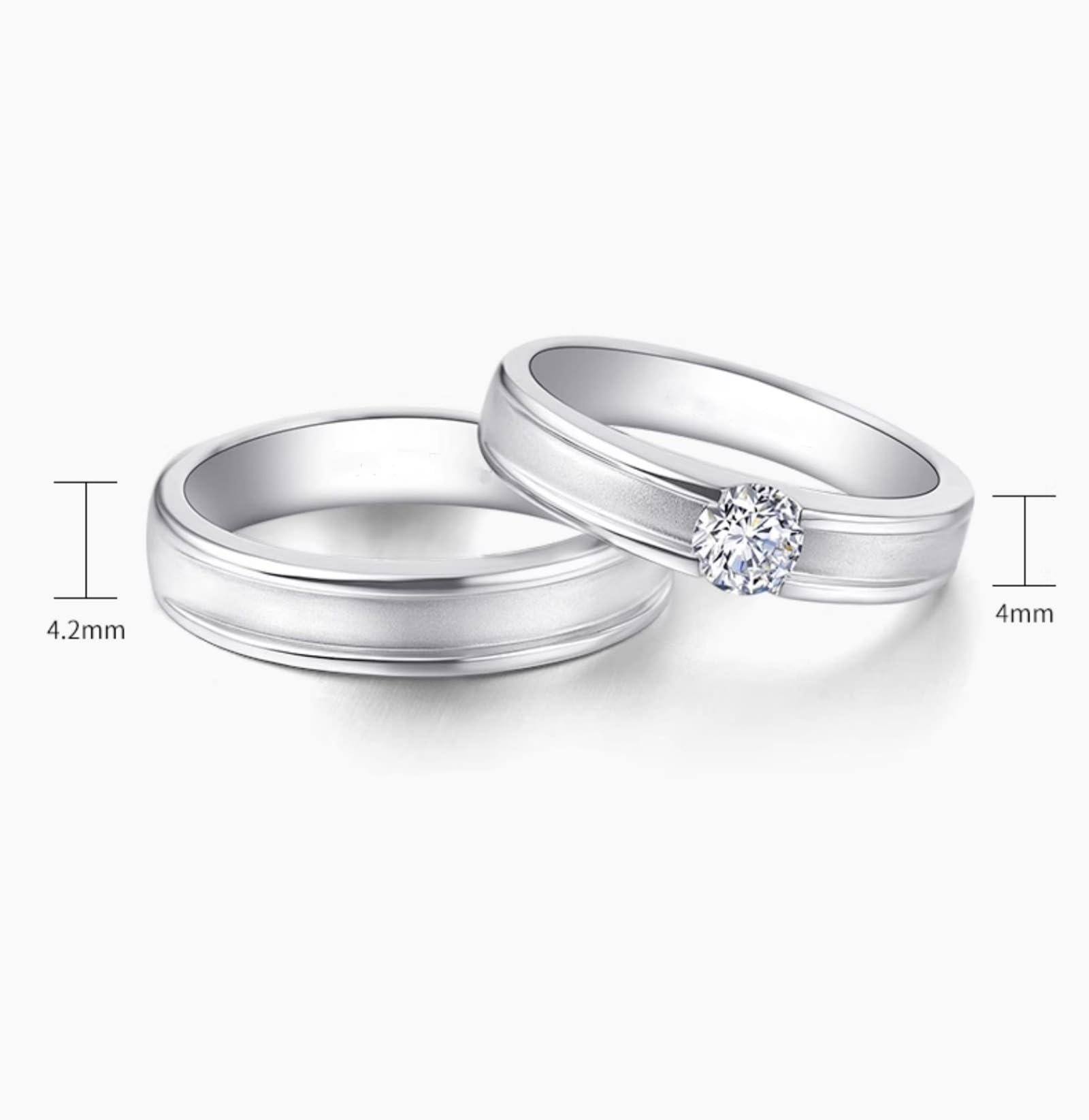 Wycian Anillos de Boda Hombre Anillos Boda Plata Oro Blanco de 14 Quilates Polaco Talla 17 Sólido No Chapado Actualización 3.0 para Esposa Acción de Gracias Joyas