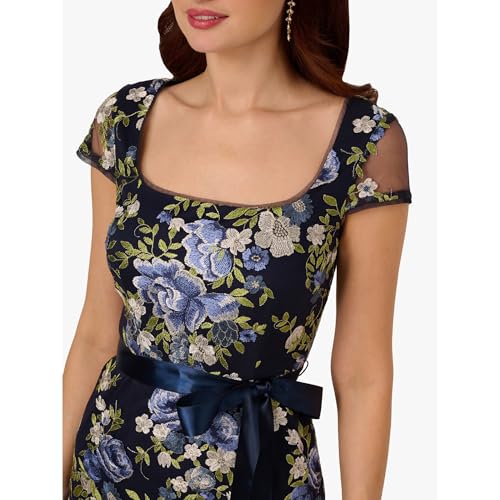 Image of Adrianna Papell Cascading Floral Embroidered Long Column Gown
