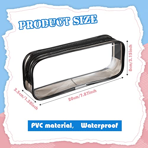 Sepamoon 30 Pcs Cosmetic Pouch Bag With Zipper Transparent Waterproof Pvc Pencil Case Clear Makeup Bags Makeup Brush Case Large Capacity Pencil Bag For Office Stationery And Travel Storage (Black) #TOP2