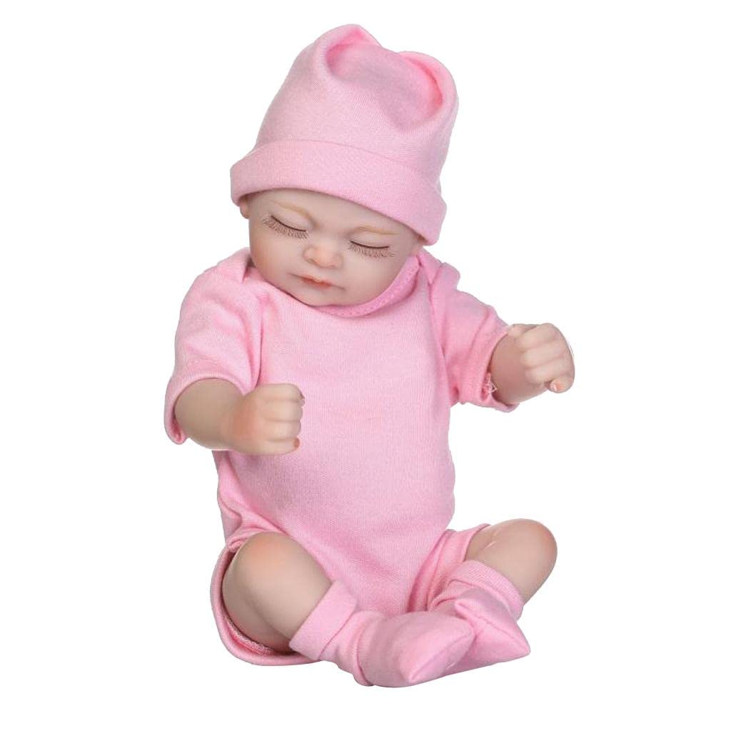 26cm Lovely Soft Silicone Realistic Infant Newborn Baby Doll in Pink Clothes | Dolls-image-7