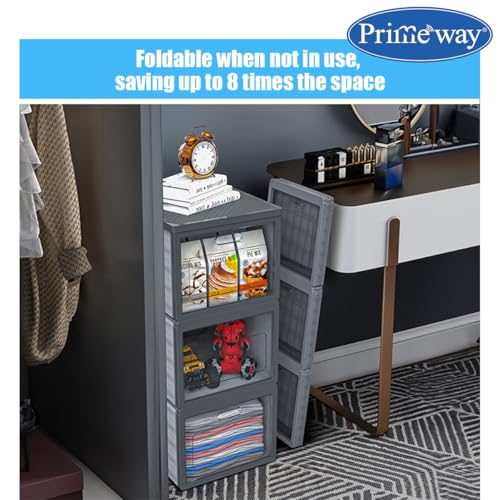 Image of Primeway PP Non Woven Fabric Collapsible Cabibox with Transparent Door | Folding Closet Organizers | Stackable Storage Bins | Home Office use | 30x40x60cm | 72 Ltr | X-Large | 2 Unit Box