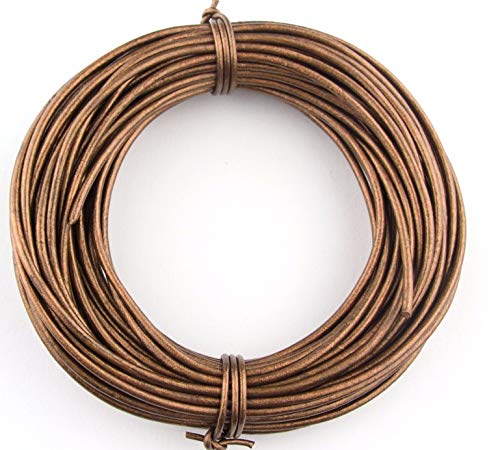 Bronze Metallic Round Leather Cord 2mm 10 Meters (11 Yards)