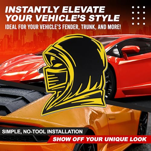 Image of Ninja Emblem, Custom 3D Car Badge - Universal Exterior Accessories for Car, Truck, SUV, Motorcycle (Set of 2) (Yellow)