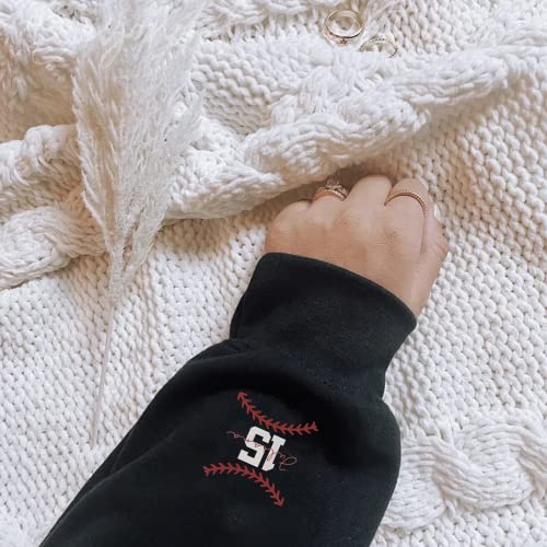 GodLover Custom Embroidered Baseball Mama Sweatshirts, Custom Name and Number Baseball Shirt, Baseball Mom Sweaters Hoodies, Baseball Mom Gift, Baseball Gift, Baseball Shirt Black4