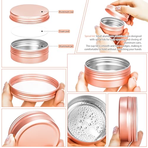 MotBach 16 Pack 2oz Tin Jars, 60ml Metal Tin cans, 2Ounce Aluminum tin can jar Containers with Screw Lid for Lotion Bars, Toiletries, Creams, Samples, Makeup Cosmetic, Spices, Salve, Balms, Beard Balm4
