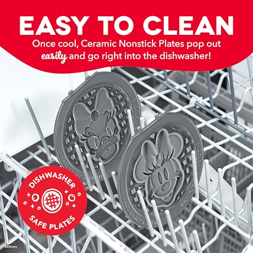 Image of Disney Dash MultiMaker Mini System Removable Plate Set - Ceramic Coating Replacement Plates for Waffle Breakfast - Waffle Maker Not Included - 4-Inch - 2-Pack - Minnie & Daisy