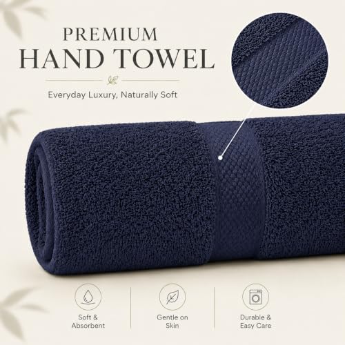 Image of Sulfar 100% Combed Cotton, Quick Drying Highly Absorbent Thick Bathroom Towels, Luxury Bath Towel Set (Pack of 4, 70 X 140 cm) - 600 GSM (Navy)