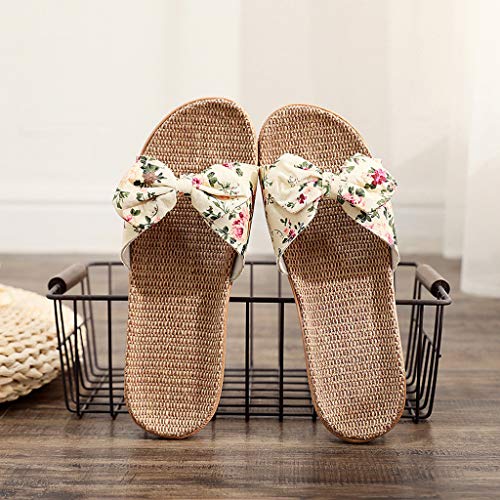 Womens Sandals, Womens Flower Flip-Flops, Summer Clip-Toe Flats, Indoor Outdoor Slippers Light Non-Slip4