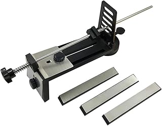 Yardwe Ostrzałka do noży diamentowa stal węglowa ostrze kąt ostrzenia kamienie szlifierskie pręt do nożyczek nożycowych (srebrny czarny)