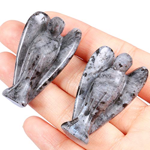 Nupuyai Labradorite Guardian Crystal Angel Ornament, 4cm Hand Carved Healing Gemstone Pocket Angel Statue Figurine for Home Decor - Image 3