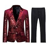 Sliktaa Jungen Reverskragen EIN Knopf Anzug Kariert Dreiteiliges Kostüm Dinner Hochzeit Veranstaltungsort Formelle Party Slim Fit Rot 14 Jahre