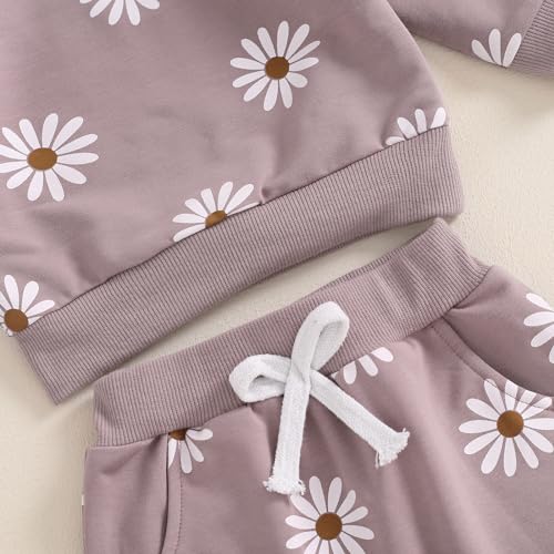 Toddler Girl Winter Clothes Ruffle Long Sleeve Daisy Sweatshirt Drawstring Waist Pants Cute Baby Infant Girl Clothes3