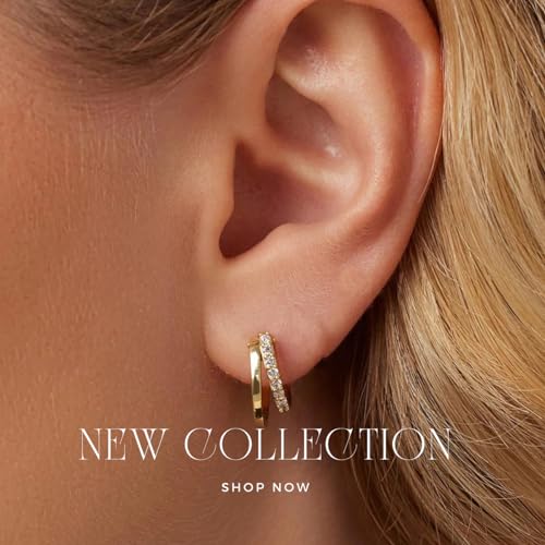 Chunky Gold Hoop Earrings,Hypoallergenic Lightweight Trendy Gold/Silver Chunky Hoop Earrings, Small Thick Oval Open Double Hoop Piercing Earrings for Women Girls (14K Gold) - Image 4