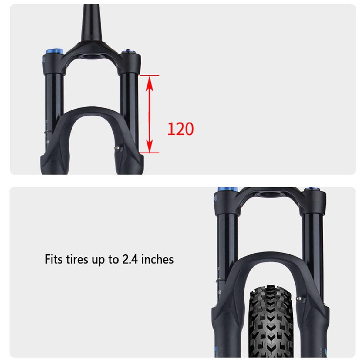 Fourche De Suspension Pneumatique VTT 26 Pouces - 120 Mm De Débattement, Axe Traversant 110x20 Mm