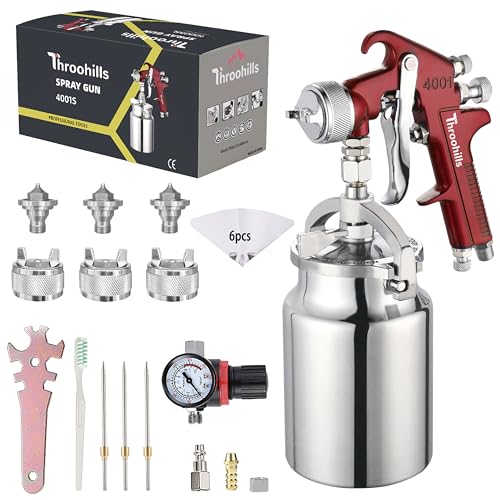 Siphon Feed Spray Gun Set with Nozzles and Strainers