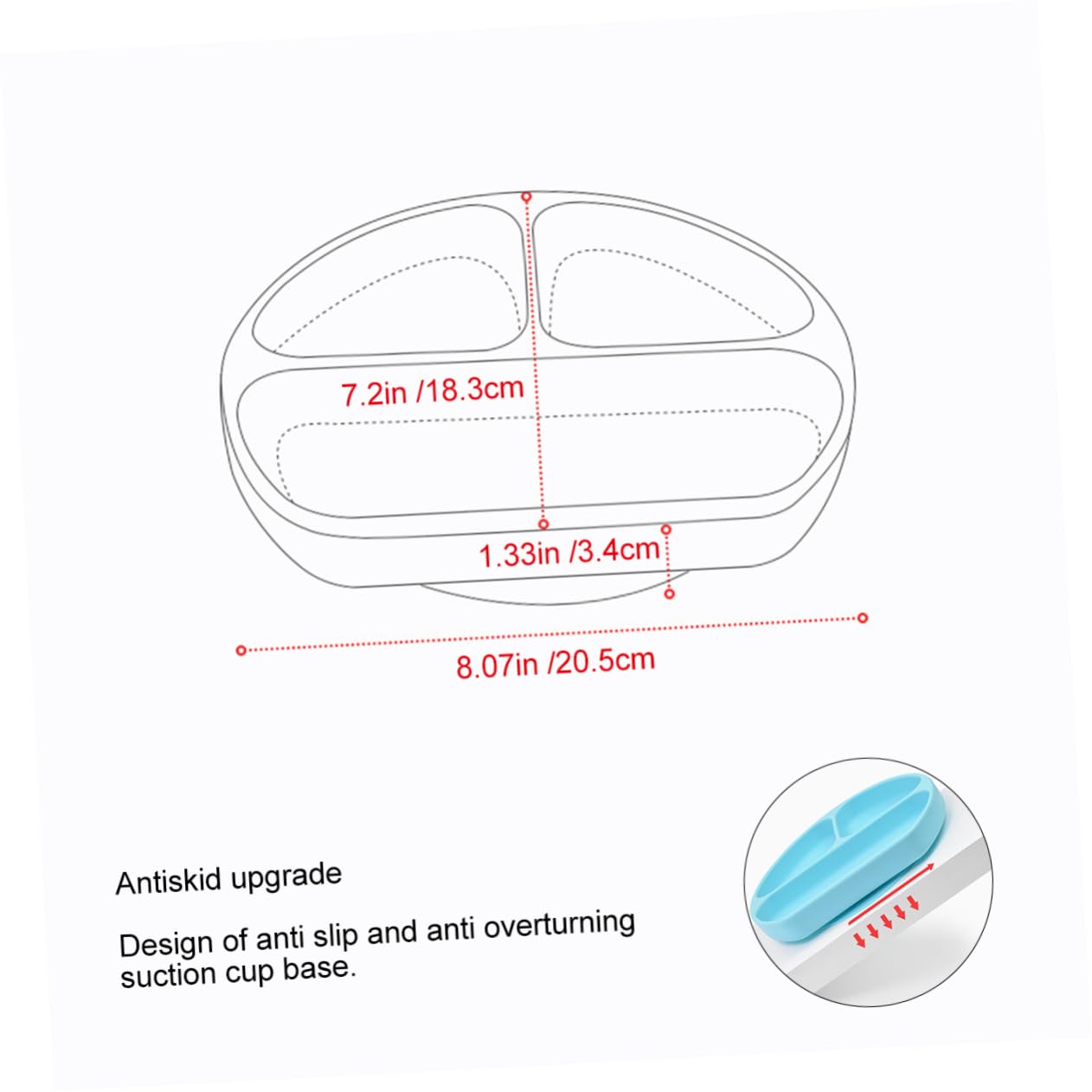 BESPORTBLE Silicone Feeding Tray for Food Grade Silicone Plate with Sections for Nutritious Meals Microwave Refrigerator Promotes Independent Eating Skills