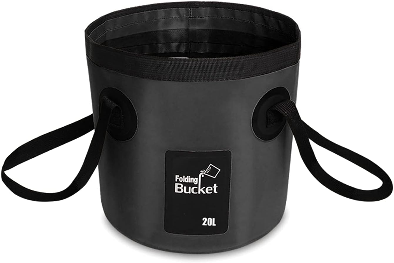 Cubo Plegable Silicona Cubo Plegable Pesca Cubo Plegable Cubo Plegable Camping Cubo Plegable Silicona Cubo De Playa para Acampar Senderismo Pesca Viajes (Negro, 20L)