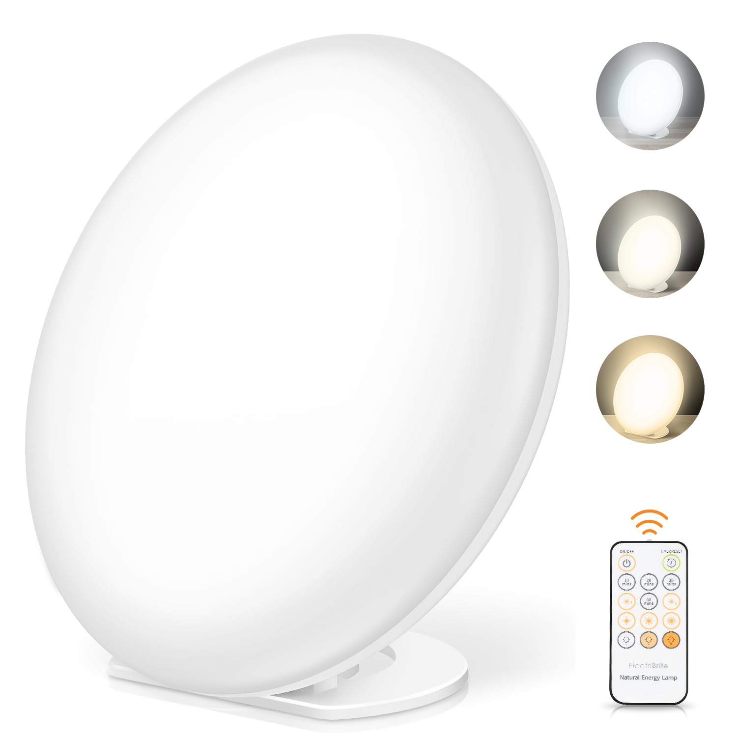 Auriox Tageslichtlampe, 12000 Lux Lichttherapielampe mit Memoryfunktion, 3 Lichtfarben, 4 Timer-Einstellungen, 5 einstellbare Lichtintensität, UV-freie Sonnenlicht Lampe für Hause/Büro