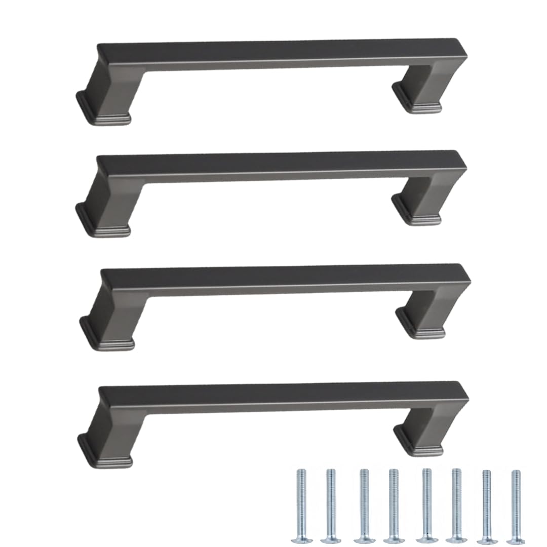 NLQCSXWEP Zinc Alloy Cabinet Bow Handle, Zinc Alloy Cabinet Handles 4 pcs Gray Multiple Sizes Single Hole(8212-128mm)