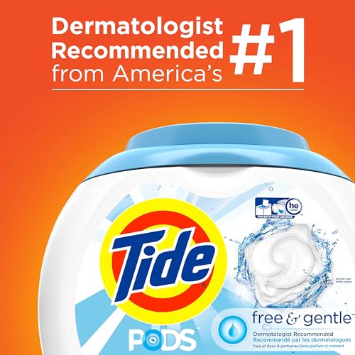 Image of Tide PODS Free and Gentle, Laundry Detergent Soap PODS, HE, 96 Count - Unscented and Hypoallergenic for Sensitive Skin, Free and Clear of Dyes and Perfumes