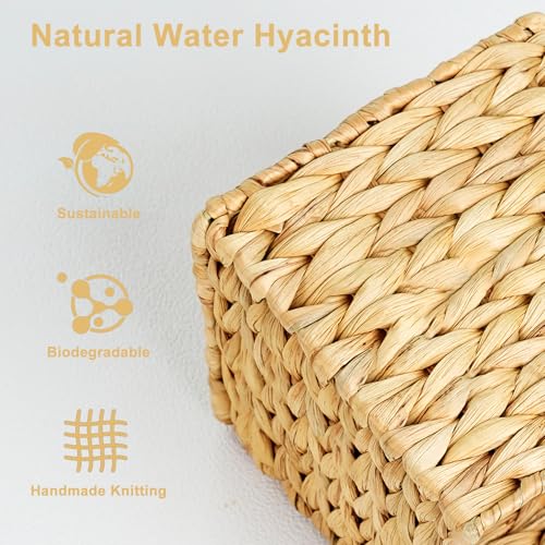 Image of Rattan Tissue Box Cover Rectangle, Decorative Woven Facial Tissue Holder, Hand Woven Wicker Tissue Holder on Table, Bathroom, Car, Office